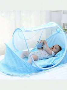 Mosquitero Cuna Moises Corral Colchon Plegable Portatil Bebe - Azul - Ver 2