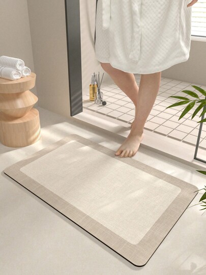 Technology Velvet Solid Color Minimalist Style TPR Non-Slip Bottom Water Absorbent Easy To Clean Sink Bathtub Bathroom Rug - 1pc Home Bathroom Decor Floor Carpet Outdoor Rug Door Mat Fall Decor Bathroom Accessories Back To School Entryway Decor