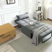Sofa Bed, Convertible Ottoman Bed Sleeper 4 In 1 Multi-Function Folding Ottoman Breathable Linen Guest Bed With Adjustable Sleeper For Small Room, Modern Dark Gray - Grey - View 7