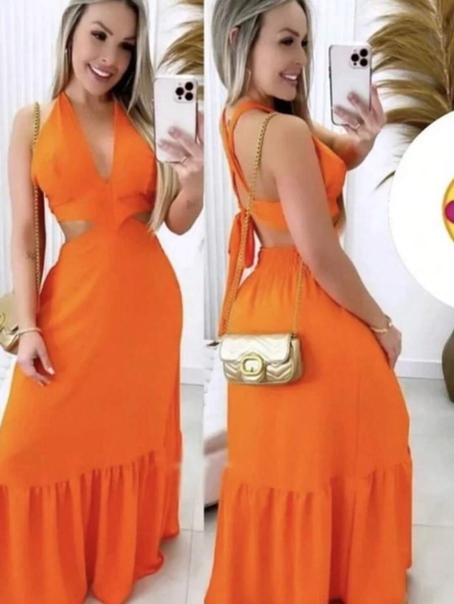 Women Dresses - Orange - View 1