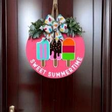Summer Front Door Decorations | Ice Cream | Summer Wreath | Sweet Summer Time | Summer Front Door Wreath | Summer Coat Rack | Summer Door Wreath - Pink - View 5