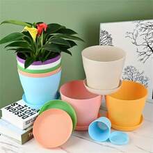 8 peças de vasos de flores de fundo aberto de plástico de resina multicolorida, adequados para varanda, estação da lua, plantas verdes, plantas suculentas