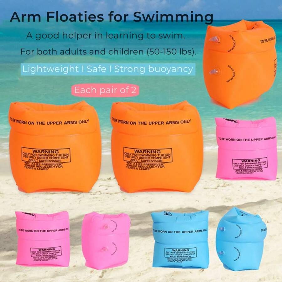 1 Pairs Arm Floaties For All Age Pool Floats Arm Bands Inflatable