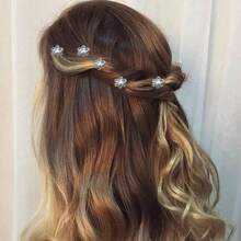 20 Unidades Horquillas para el pelo de cristal con flores nupciales para mujer, pinzas para el pelo con perlas de diamantes de imitación, horquillas brillantes para el pelo, horquillas para moño, puños para el pelo, accesorios para peinar el cabello para niñas/mujeres/bodas/fiestas - Plateado - Ver 8