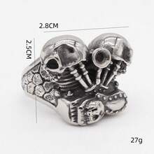 1pc European And American Hot-Selling Engine Skull Fashion Men's Stainless Steel Ring Hand Jewelry, Gift For Colleagues And Friends - Black - View 2