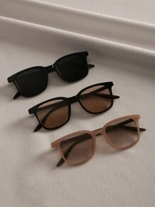 Visivana 3件組女款小方框鉚釘太陽眼鏡，波希米亞風，防紫外線，適合日常配戴、海灘度假、旅行、戶外與家庭出遊，優雅現代 - 彩色 - 查看 3