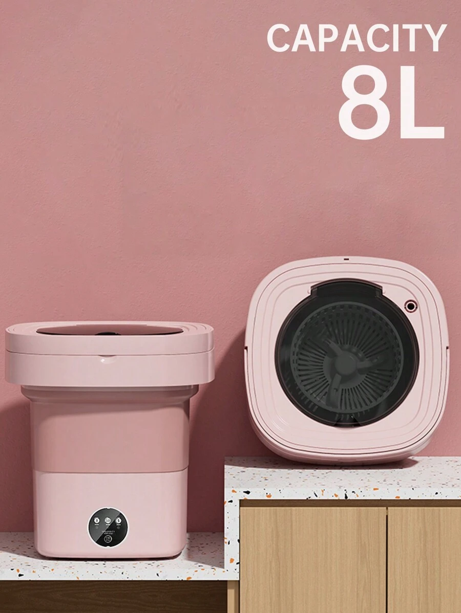 Mini Lavadora Portátil Plegable Tipo Cubo De 8 Litros, Diseño Integrado De Lavado Y Deshidratación Completamente Automático - Tipo de Enchufe A USA (110-127V) - Ver 1