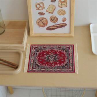 波希米亞風格紅色長方形流蘇防滑餐墊彩色橡膠防滑杯墊隔熱墊風格滑鼠墊