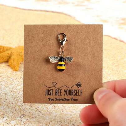 1pc "Just Bee Yourself" "Thank You Beeing A Great Friend" "Just Keep Beeing You" Positive Encouragement Gift, Cheer Card, Cute Friendship Gift, Christmas Stocking Filling, Fun Card Car Accessories Bag Charm School Goth Y2k
