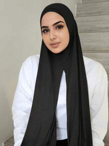 1pc Women's Solid Color Comfortable Stretchy Scarf Hijab Headscarf, Fashionable And Simple, Convenient, Suitable For All Seasons For Abaya Daily Under Cap Veiled Clothes