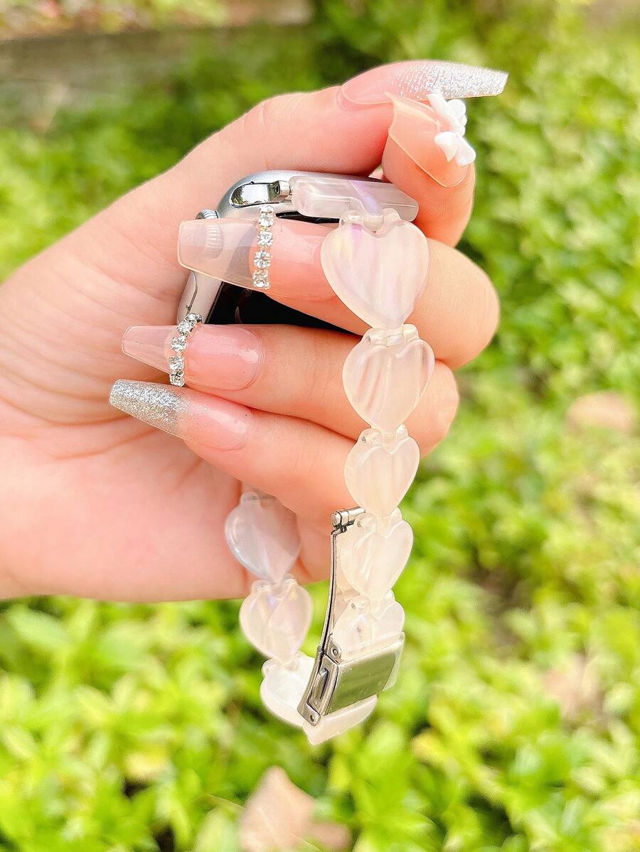 1入款式獨特，時尚奢華的白綠色樹脂表帶，適用於蘋果手錶41mm、40mm、38mm、45mm、44mm、42mm、49mm，適用於蘋果手錶輪廓Ultra/Se 9 8 7 6 5 4 3 2 1，適用於女士/男士蘋果手錶手鍊