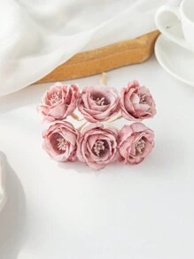1 Artificial Bouquet (6 Heads) MINI Rose Bud Letter DIY Wreath Material Candy Box Accessories Home Wedding Decoration Bride Wrist Flower Chest Flower Headflower Material Valentine's Day New Year Decoration Birthday Party Cake Accessories, Valentine Day, Gift Gifts Graduation - Dusty Pink - View 4