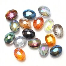 30 Peças/Pacote 9*12mm Oval 12mm Contas de Vidro de Trevo de Quatro Folhas, Contas Soltas Eletrorrevestidas para Acessórios de Joias DIY, Chaveiros, Encantos de Celular