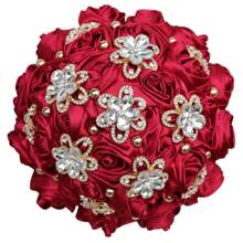 1 ramo de rosas de moda, elegantes y lujosas adornadas con pedrería y cinta de satén adecuado para bodas, cumpleaños, celebraciones, fotografía y el Día de San Valentín - Multicolor - Ver 4