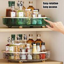 Slouchy Susan Turntable Organizer For Cabinet, Makeup Perfume Organizer, Plastic Rotating Turntray Container Bins, Round Spinning Organization For Pantry, Fridge, Countertop, Condiments - Grey - View 2