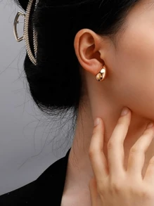 Bộ trang sức vàng và bạc thiết kế bất đối xứng 4 món mới dành cho phụ nữ, bao gồm hoa tai tinh tế, lựa chọn quà tặng tuyệt vời cho phong cách tiệc tùng - Nhiều màu - Xem 6