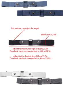1PC Latest Invisible Belt Neutral Joker PU Leather Slouchy Elastic Belt Is Suitable For Daily Wear Summer, School Fall, Autumn, Halloween - Color - View 2