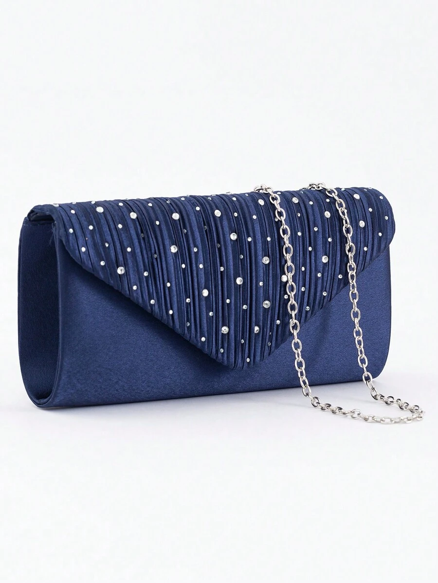 Women's Fashionable Versatile Elegant Rhinestone Evening Bag, Clutch, Shoulder Bag With Chain Strap For Party And Formal Events