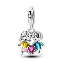Couple Love Charm Beads Love Charms Pendant Fit Original Bracelets Necklace 925 Silver Fine Jewelry Wife's Anniversary Gift