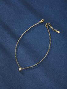 1pc 925 Sterling Silver Personalized Cute Elegant Heart-Shaped Artificial Pendant Anklet, Perfect For Summer Vacation Holiday Valentines - Yellow Gold - View 3