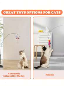 1pc Cat Teasing Stick With Suction Cup, Cat Toy, Pet Toy - Multicolor - View 5