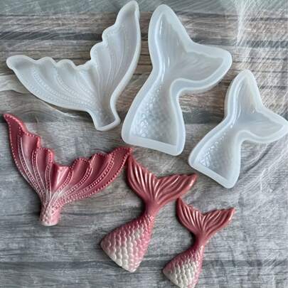 1pc Mermaid Tail Silicone Mold, Candle Mold, Soap Mold, Resin Molds, DIY Soft Pottery Clay Drop Glue Decorative Mold, Hand Decorative Art Tools