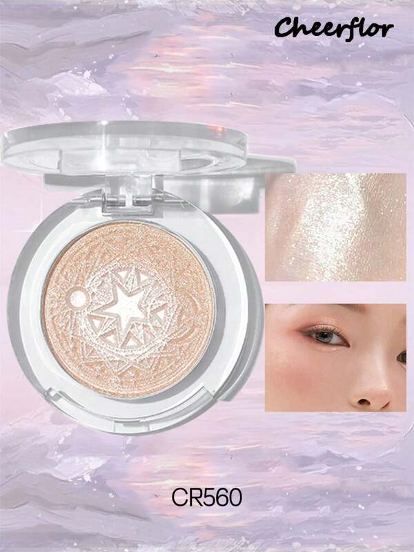 CHEERFLOR Face Powder Highlighter, Blush Highlighter Palette, Glossy Glitter Highlight, Natural Shiny Highlight, Makeup Illuminator, Light, Smooth, Facial Beauty Cosmetic Makeup