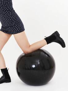 Short Rain Boots For Women Waterproof Anti Slip Rubber Garden Boots Pull On Knit Ankle Chelsea Boots - Black - View 5