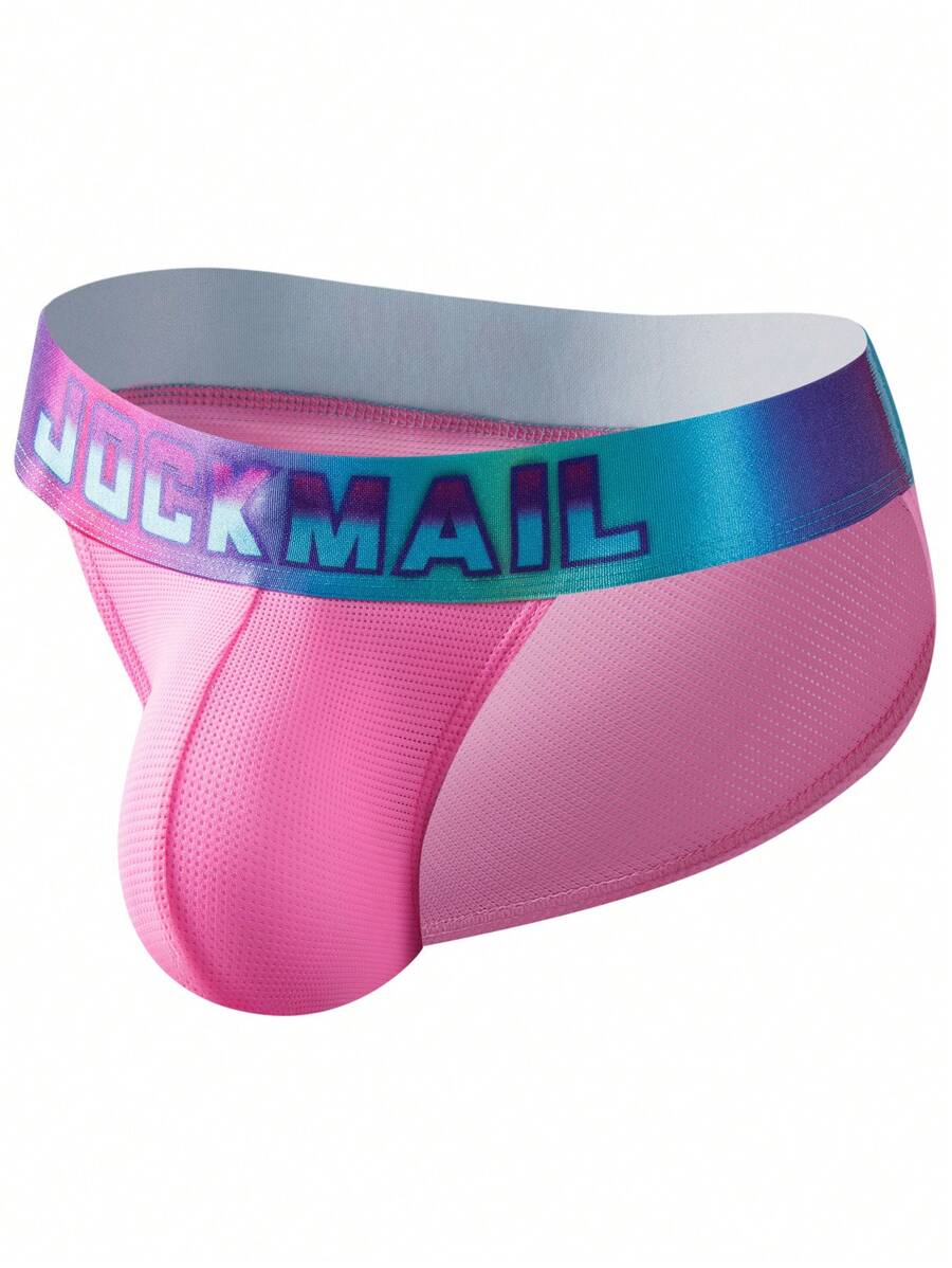 JOCKMAIL Nam Lưới thoáng khí Gợi cảm Thấp-Nâng cao Thể thao Cắt-Cao Tam giác Đồ lót - Hồng - Xem 1