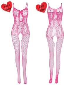 Conjunto de 4 piezas de body hueco de encaje de lencería sexy con medias florales de red de pesca, cómodo y elástico. Adecuado para lencería o ropa de dormir, clubwear, citas nocturnas, fiestas de lencería, noche de bodas, día de San Valentín, como regalo de bodas para la novia, para llevar en la luna de miel, etc.