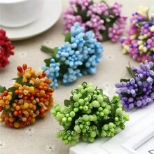 12 件人造星形流苏花束，带叶子、珠子、雄蕊、花芯和花环，适用于婚礼装饰和礼品配件、情人节、礼物 - 彩色 - 查看 7