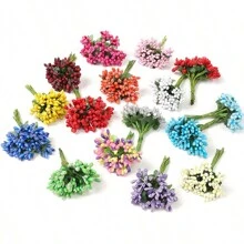 12 件人造星形流苏花束，带叶子、珠子、雄蕊、花芯和花环，适用于婚礼装饰和礼品配件、情人节、礼物 - 彩色 - 查看 2