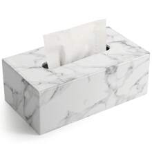 Marble Pattern Rectangle Shape Pu Leather Tissue Box Cover Home Bathroom Decor Bathroom Organizer Fall Decor Back To School - View 5