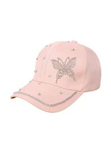 1pc Ladies' Solid Color Butterfly Shape Fashion Baseball Cap With Rhinestone Decoration Suitable For Daily Wear, Outdoor Activities, Street Style, Party And Vacation - Multicolor - View 3