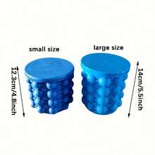 1 套带盖冰块模具冰格，大号硅胶冰桶，（二合一）制冰机，圆形，便携式 - 藍色 - 查看 4