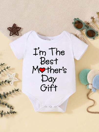 Bộ áo liền quần in chữ dễ thương cho bé sơ sinh