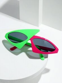 1 件三色时髦朋克摇滚时尚眼镜，非主流 Y2K 霓虹墨水艺术画家爱好者绿色和粉色外星人服装音乐家音乐节派对影响者自拍眼镜