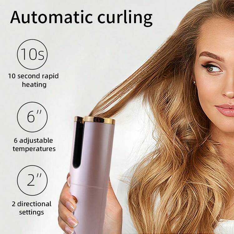 自動カールアイロン 無線式 自動ヘアカーラー 6つの温度とタイマー付き