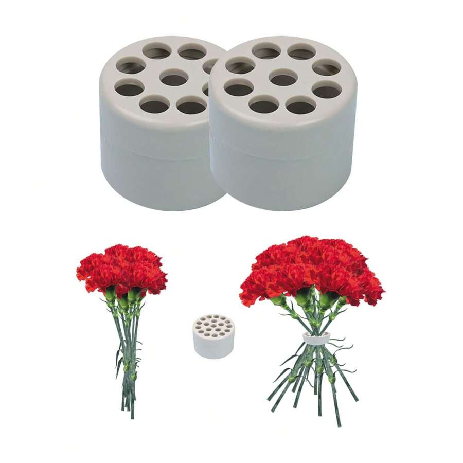 Spiral Ikebana Flower Stem Holders – 2-Pack Reusable Plastic Supports For DIY Floral Arrangements, Light Green, Small & Large