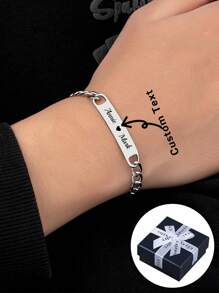 Brazalete curvo personalizado de acero inoxidable plateado para hombres, brazalete casual personalizable de oro y oro rosa para mujeres. Un regalo especial para aniversarios, Día de San Valentín, Día del Padre, Día de la Madre, graduaciones y Navidad. Un obsequio exquisito para dar a su pareja, amigo, padre o madre. Plateado, dorado, oro rosa, elegante, vintage, sencillo, unisex, punk, moda de otoño, estilo antiguo, personalizado, único, regalos ideales