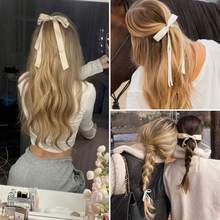 Oaoleer 20PCS Hair Bows For Women, Hair Ribbons For Girls Hair, 12PCS Long Tassel Bowknot Ponytail Holder And 8PCS Short Tail Hair Clips, Solid Silky Hair Barrettes Satin Hair Accessories - trắng - Xem 6