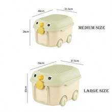 1pc Cute Cartoon Children Toy Storage Box With Wheels, Multi-Functional And Movable, Creative Storage Box For Building Blocks And Other Things, Small Treasure In Lovely Room - Toy Storage (35*35cm) - View 3