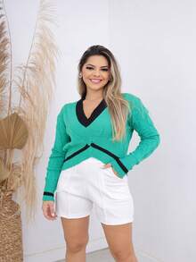 Women Knit Tops - màu xanh lá - Xem 1