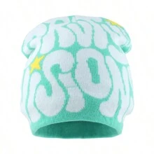 New Arrival Unisex Knitted Beanie Hat With Letter Jacquard Pattern, Autumn/Winter Warm Hat Winter Hat - Green - View 2