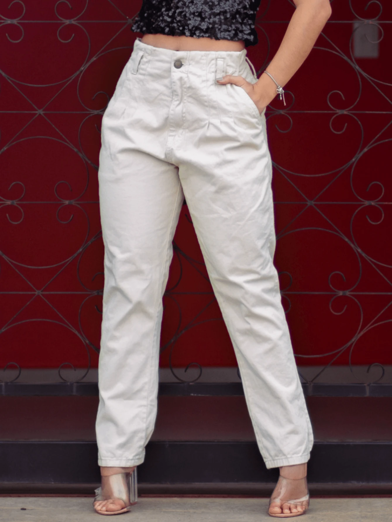 Women Jeans - 米色 - 查看 1