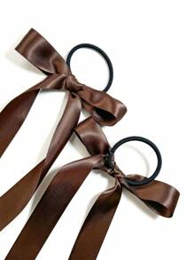 2 件女士粉色亮面丝带飘带蝴蝶结发带，适合日常约会、旅行、生日、派对和大学通勤可爱 - 粉色 - 查看 7