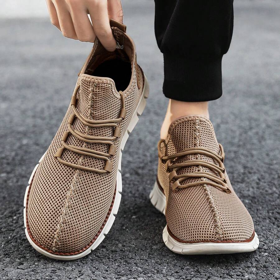 Men's Casual Slip-On Mesh Shoes, Breathable And Lightweight - Brown - View 1