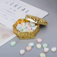 1件創意塑料小儲物盒，中空圖案糖果盒，紀念品包裝盒，婚禮假日禮品盒，珠寶儲物禮品盒 - 彩色 - 查看 5