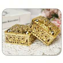 1件創意塑料小儲物盒，中空圖案糖果盒，紀念品包裝盒，婚禮假日禮品盒，珠寶儲物禮品盒 - 彩色 - 查看 7