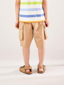 Annil Pantalon court mi-mollet d'été style étudiant décontracté mince en kaki pour garçons pré-adolescents
